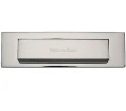 Heritage Brass Gravity Flap Letter Plate (280Mm X 80Mm), Polished Nickel