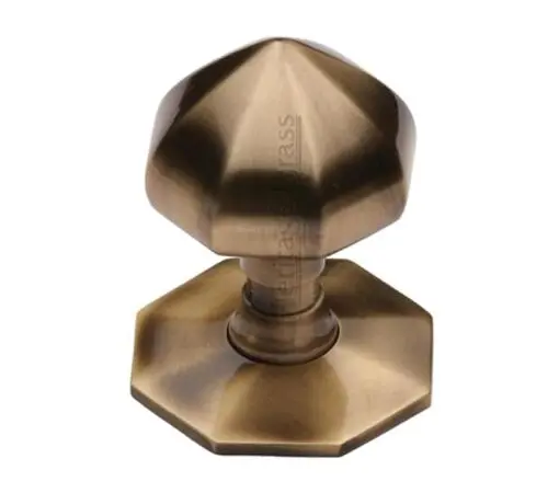 Heritage Brass Faceted Centre Door Knob, Antique Brass