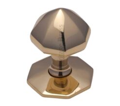 Heritage Brass Faceted Centre Door Knob, Polished Brass