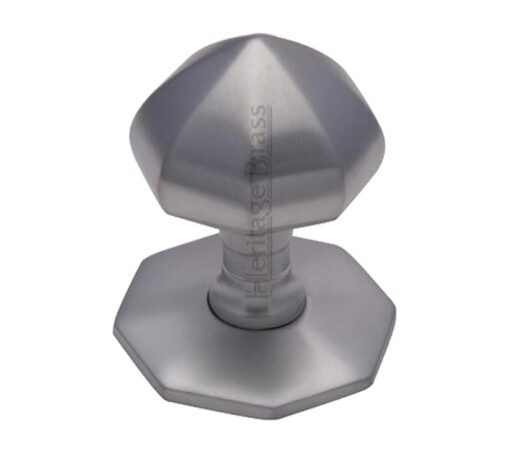 Heritage Brass Faceted Centre Door Knob, Satin Chrome