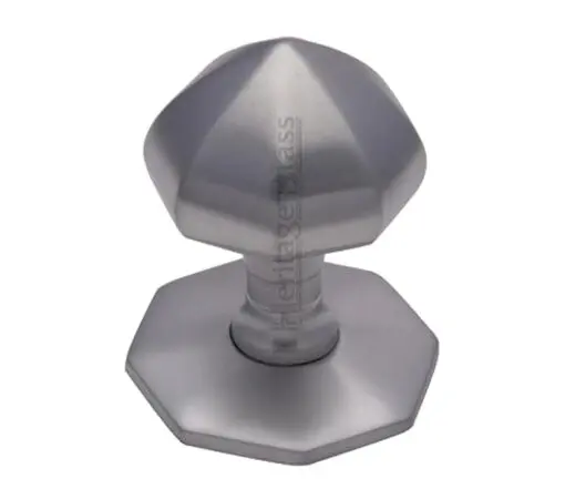 Heritage Brass Faceted Centre Door Knob, Satin Chrome