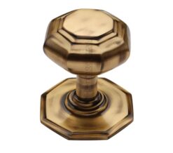 Heritage Brass Octagonal Tiered Centre Door Knob, Antique Brass