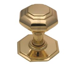 Heritage Brass Octagonal Tiered Centre Door Knob, Polished Brass