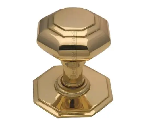 Heritage Brass Octagonal Tiered Centre Door Knob, Polished Brass