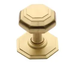 Heritage Brass Octagonal Tiered Centre Door Knob, Satin Brass