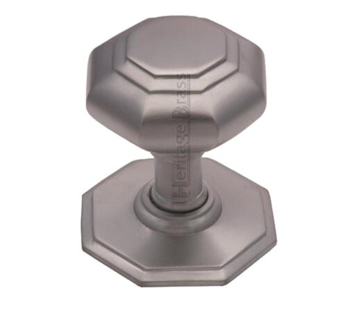 Heritage Brass Octagonal Tiered Centre Door Knob, Satin Chrome