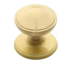 Heritage Brass Round Centre Door Knob, Satin Brass