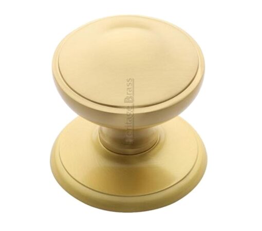 Heritage Brass Round Centre Door Knob, Satin Brass