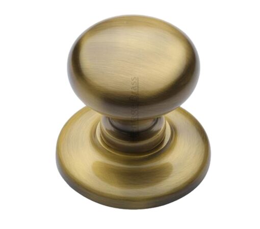 Heritage Brass Round Centre Door Knob, Antique Brass