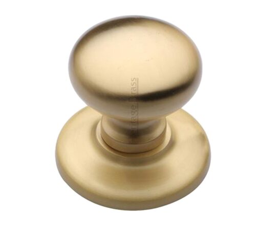 Heritage Brass Round Centre Door Knob, Satin Brass