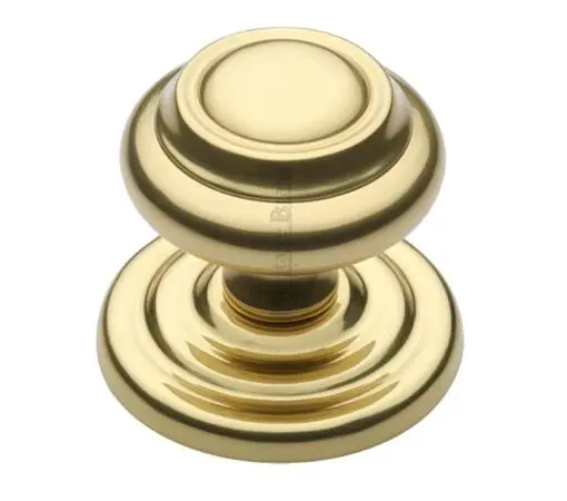 Heritage Brass Round Centre Door Knob, Polished Brass