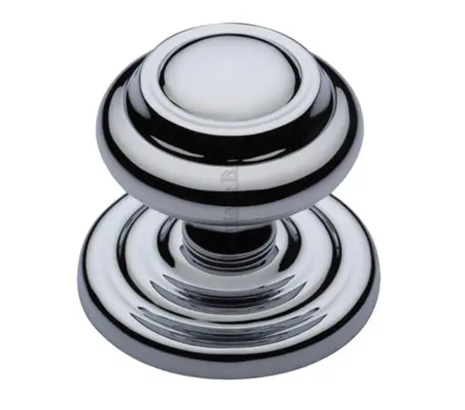 Heritage Brass Round Centre Door Knob, Polished Chrome