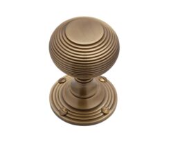 Heritage Brass Reeded Mortice Door Knobs, Antique Brass (Sold In Pairs)