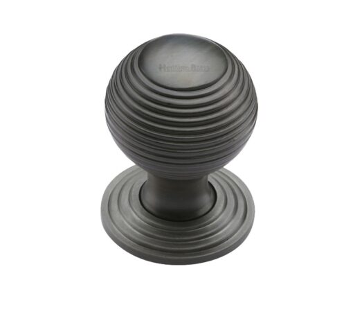 Heritage Brass Reeded Cabinet Knob, Matt Bronze