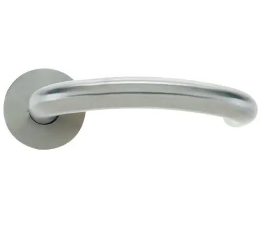Zoo Hardware Vier Arch Rtd Lever On Round Rose, Satin Stainless Steel (Sold In Pairs)