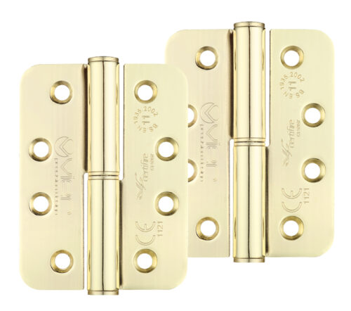Zoo Hardware Vier Precision 4 Inch Grade 11 Radius Edge Lift-Off Hinge, Electro Brass (Sold In Pairs)