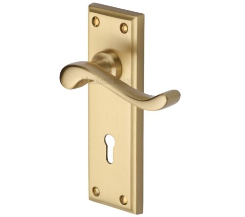 Heritage Brass Edwardian Satin Brass Door Handles (Sold In Pairs)