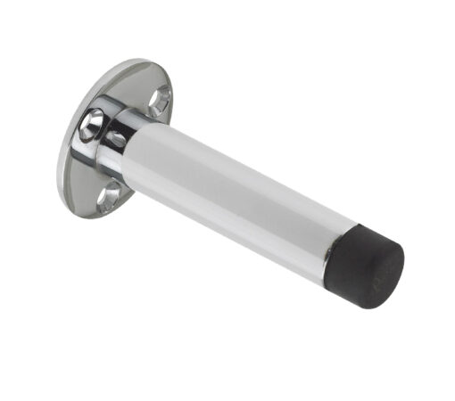 Zoo Hardware Cylinder Door Stop With Rose (76Mm), Polished Chrome