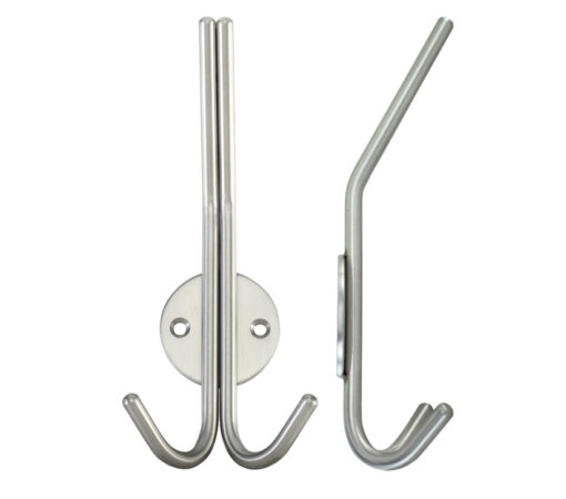 Zoo Hardware Zas Double Hat & Coat Hook, Satin Stainless Steel