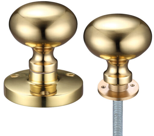 Zoo Hardware Contract Mushroom Rim Door Knobs, Polished Brass (Sold In Pairs)