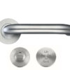 Zoo Hardware Zcs Architectural Rtd Lift To Lock Din Lever On Round Rose, Satin Stainless Steel (Sold In Pairs)