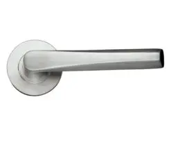 Zoo Hardware Zcs Architectural Designer Lever On Round Rose, Satin Stainless Steel (Sold In Pairs)