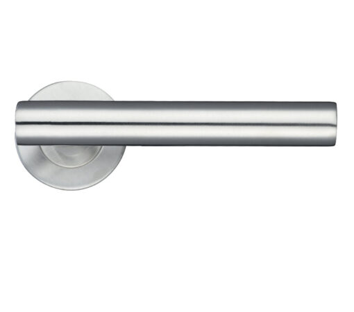 Zoo Hardware Zcs2 Contract T-Bar Lever On Round Rose, Satin Stainless Steel (Sold In Pairs)