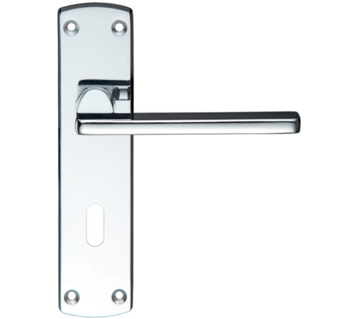 Zoo Hardware Stanza Leon Contract Door Handles On Backplate, Polished Chrome (Sold In Pairs)