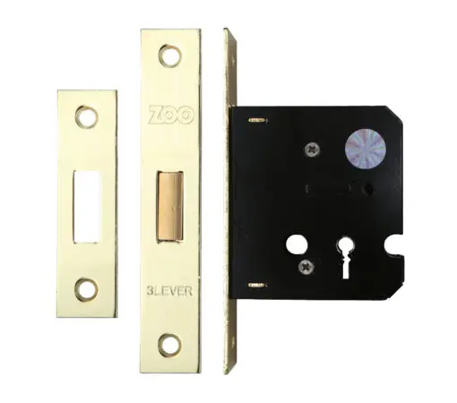 Zoo Hardware 3 Lever Contract Dead Lock (64Mm Or 76Mm), Electro Brass