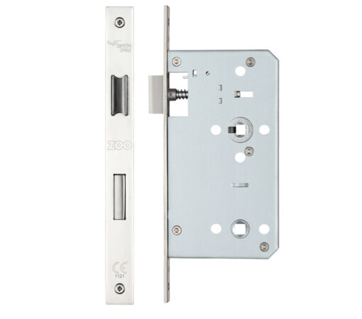 78mm c/c DIN Bathroom Lock (Square Or Radius Profile), Polished Stainless Steel