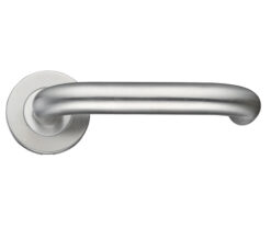 Zoo Hardware Zcs Rtd Lever On Round Rose, Satin Stainless Steel (Sold In Pairs)