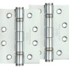 Zoo Hardware 4 Inch Steel Ball Bearing Door Hinges, Polished Chrome (Sold In Pairs)