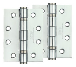 Zoo Hardware 4 Inch Steel Ball Bearing Door Hinges, Polished Chrome (Sold In Pairs)