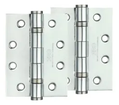 Zoo Hardware 4 Inch Steel Ball Bearing Door Hinges, Polished Chrome (Sold In Pairs)