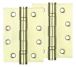 Zoo Hardware 4 Inch Steel Ball Bearing Door Hinges, Electro Brass (Sold In Pairs)