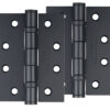 Zoo Hardware 4 Inch Steel Ball Bearing Door Hinges, Powder Coated Black (Sold In Pairs)