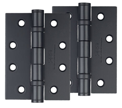 Zoo Hardware 4 Inch Steel Ball Bearing Door Hinges, Powder Coated Black (Sold In Pairs)