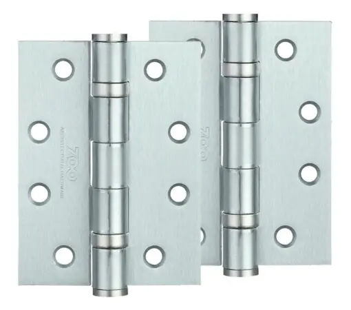 Zoo Hardware 4 Inch Steel Ball Bearing Door Hinges, Satin Chrome (Sold In Pairs)