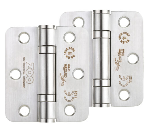 Zoo Hardware 3 Inch Grade 11 Radius Edge Ball Bearing Hinge, Satin Stainless Steel (Sold In Pairs)