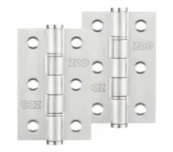 Zoo Hardware 3 Inch Grade 201 Washered Hinge, Satin Stainless Steel (Sold In Pairs)