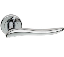 Serozzetta Marissa Door Handles On Round Rose, Polished Chrome (sold in pairs)