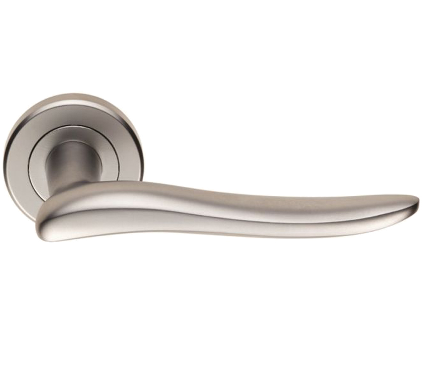 Serozzetta Marissa Door Handles On Round Rose, Satin Chrome (Sold In Pairs)