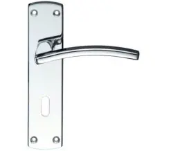 Zoo Hardware Stanza Toledo Contract Door Handles On Backplate, Polished Chrome (Sold In Pairs)