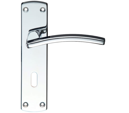 Zoo Hardware Stanza Toledo Contract Door Handles On Backplate, Polished Chrome (Sold In Pairs)