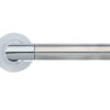 Zoo Hardware Stanza Luna Lever On Round Rose, Dual Finish Polished Chrome & Satin Stainless Steel (Sold In Pairs)