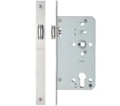 Zoo Hardware Vier 72Mm C/C Din Roller Latch (Square Or Radius Profile), Satin Stainless Steel