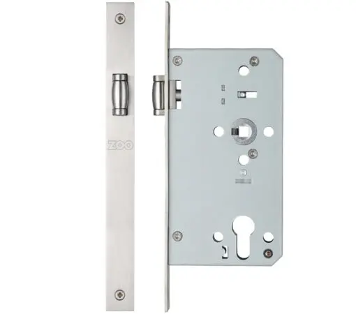 Zoo Hardware Vier 72Mm C/C Din Roller Latch (Square Or Radius Profile), Satin Stainless Steel