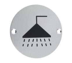 Zoo Hardware Zsa Door Sign - Shower Symbol, Satin Aluminium