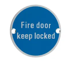 Zoo Hardware Zsa Door Sign - Fire Door Keep Locked, Satin Aluminium