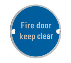 Zoo Hardware Zsa Door Sign - Fire Door Keep Clear, Satin Aluminium